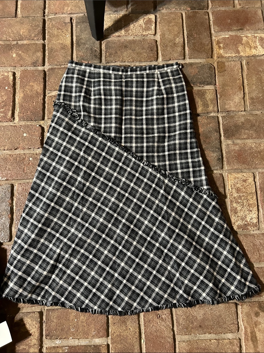 Liz Claiborne Black and White Plaid A-Line Skirt